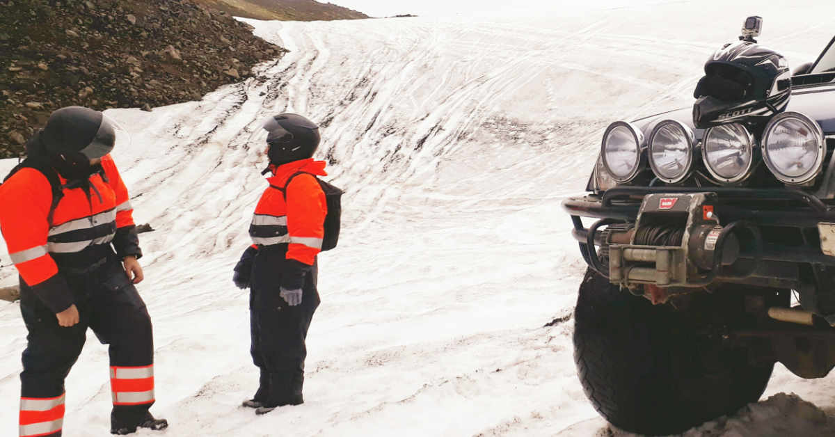 Getting ready for Snowmobiling at Eyjafjallajökull
